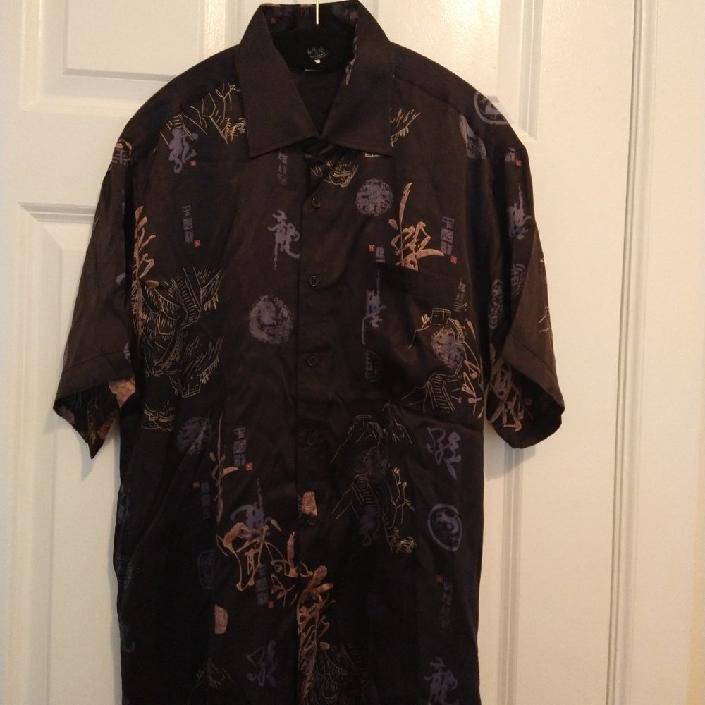 Men's/Unisex Black Silk Shirt